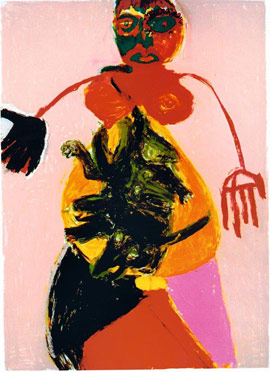 Rita De Muynck: 'Rotkäppchens Niederkunft', 2002, Acryl, Ölkreide auf Papier, 125 x 90 cm Rita De Muynck: 'Rotkäppchens Niederkunft', 2002, Acryl, Ölkreide auf Papier, 125 x 90 cm