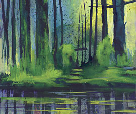Bernd Zimmer, Reflexion: 'Ruhiger Abend' 2009, Acryl auf Leinwand, 160x130mm (Ausschnitt)